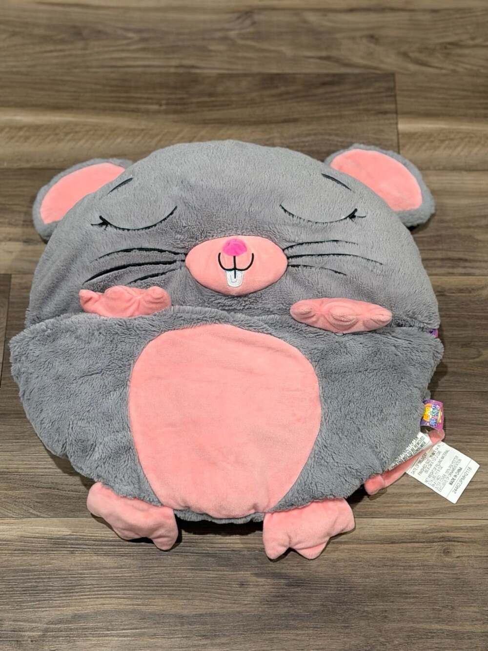 Retired Happy Nappers Gray Mouse Polka Dot 2 in 1 Pillow and Sleeping Bag